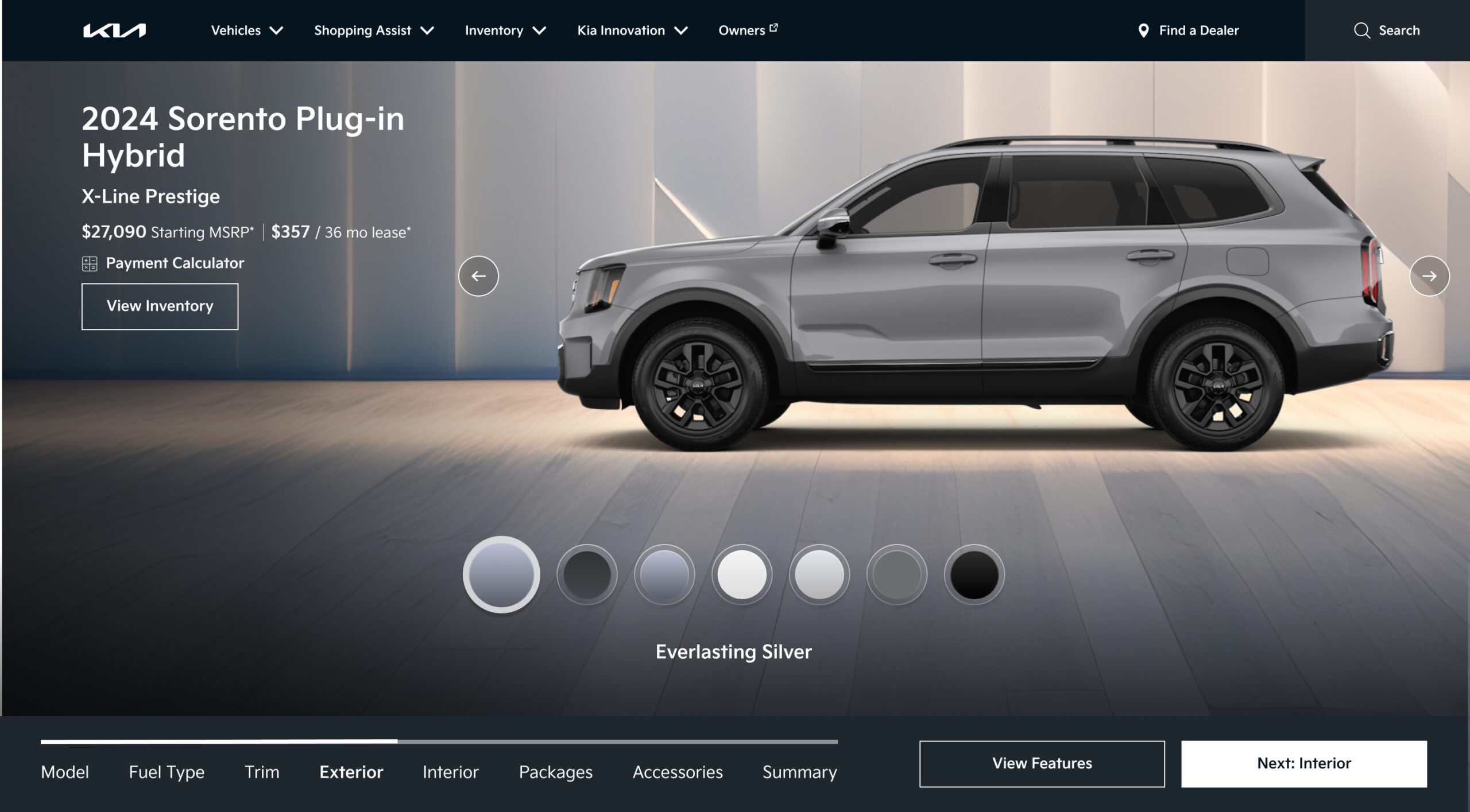Exterior Color - Options Scoped to Selected Trim