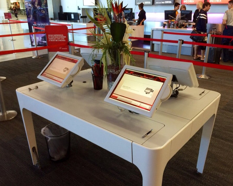 Virgin America check-in kiosk in airport terminal